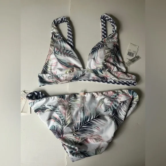 Raisins Reversible Tropical/Gingham Bikini Set Size XL
